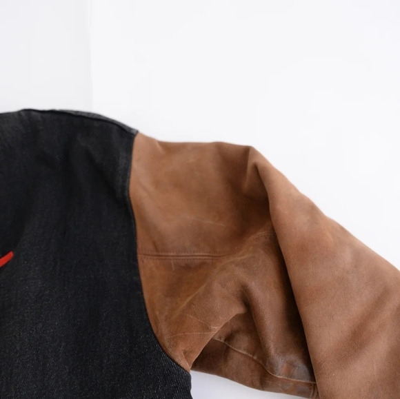 HH Co The New PL Logo - Vintage Western Concepts Black Brown Denim Jacket - Picture 6 of 15